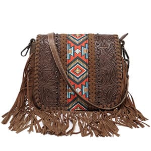 Bohemian Ethnic Style Tassel PU Bag - Dark Brown