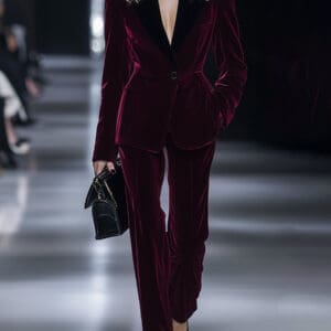 High-End Temperament Loose Retro Burgundy Velvet Suit - Wine Red